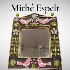 Mithe Espelt 1970s Studio pottery ceramic wall mirror by Mith Espelt - 4624080