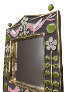 Mithe Espelt 1970s Studio pottery ceramic wall mirror by Mith Espelt - 4624089