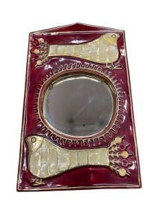 Mithe Espelt 1970s Studio pottery ceramic wall mirror by Mith Espelt - 4704211