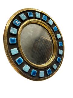 Mithe Espelt 1970s Studio pottery ceramic wall mirror by Mithe Espelt - 4646197