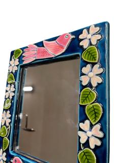 Mithe Espelt 1970s Studio pottery ceramiw wall mirror by Mith Espelt - 4602339