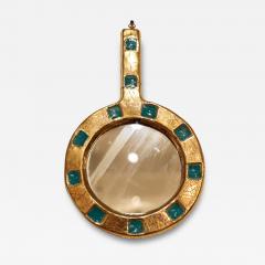 Mithe Espelt A Mithe Espelt Blue and Gold Hand Mirror circa 1970 - 3917253