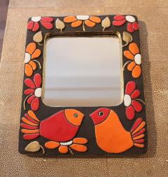 Mithe Espelt A Mithe Espelt Ceramic Bird Mirror circa 1965 - 3904742