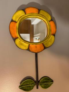 Mithe Espelt Ceramic Mirror by Mith Espelt France 1970s - 3335392