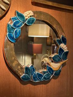 Mithe Espelt Ceramic mirror by Mith Espelt France 1960s - 4312449