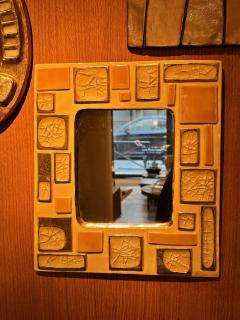 Mithe Espelt Ceramic mirror by Mith Espelt France 1960s - 4539093