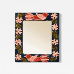 Mithe Espelt Mith Espelt Bird and Blossom Mirror in Glazed Ceramic - 4713789