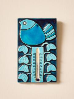 Mithe Espelt Mith Espelt Ceramic Wall Thermometer with Blue Bird Motif - 4693832
