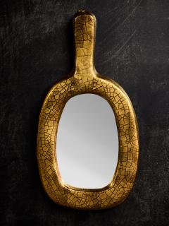Mithe Espelt Mith Espelt Crackeled Gold Glaze Ceramic Hand Held Mirror - 4693182