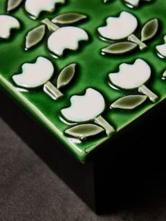 Mithe Espelt Mith Espelt Glazed Ceramic and Wood Box with Repeating Floral Pattern - 4715380