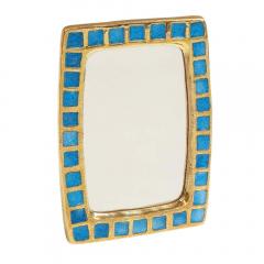 Mithe Espelt Mith Espelt Mirror Ceramic Gold Blue Fused Glass - 2948455