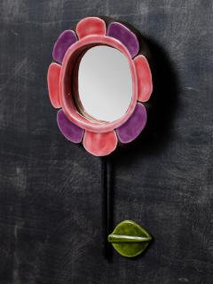 Mithe Espelt Mithe Espelt Flower Shaped Mirror With Pink and Purple Petals - 3480713