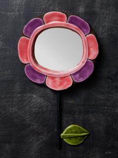 Mithe Espelt Mithe Espelt Flower Shaped Mirror With Pink and Purple Petals - 3480715