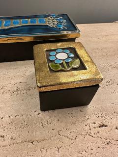 Mithe Espelt Pair of Mith Espelt Square Ceramic Boxes - 4715345