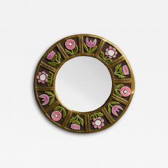 Mithe Espelt Round Mithe Espelt Ceramic Mirror with Flower Decors - 4767810