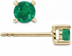 Mixed Cut Emerald Stud Earrings in Solid Gold - 3974449