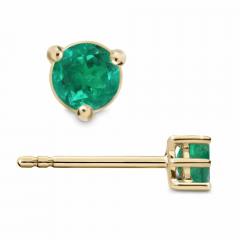 Mixed Cut Emerald Stud Earrings in Solid Gold - 3974457