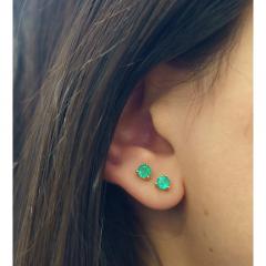 Mixed Cut Emerald Stud Earrings in Solid Gold - 3974464