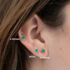 Mixed Cut Emerald Stud Earrings in Solid Gold - 3974500