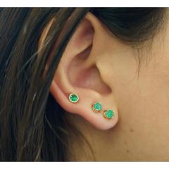 Mixed Cut Emerald Stud Earrings in Solid Gold - 3974511