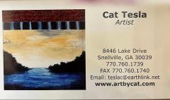 Mixed Media on Wood Block Paintings by Artist Cat Tesla Set of 4 - 4529980