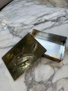 Mixed Metal Floral Inlay Box Brass Copper and Nickel Silver - 4379529