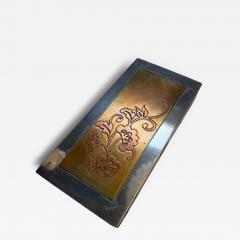 Mixed Metal Floral Inlay Box Brass Copper and Nickel Silver - 4379771