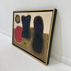 Mixed media abstract composition on canvas by Jean Piaubert France 1960s  - 4619910
