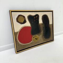 Mixed media abstract composition on canvas by Jean Piaubert France 1960s  - 4619911