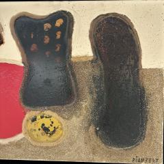 Mixed media abstract composition on canvas by Jean Piaubert France 1960s  - 4619916