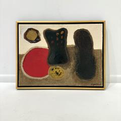 Mixed media abstract composition on canvas by Jean Piaubert France 1960s  - 4619917