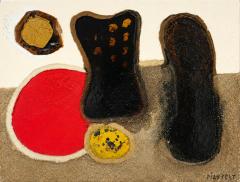 Mixed media abstract composition on canvas by Jean Piaubert France 1960s  - 4623326