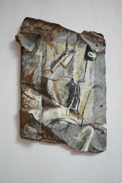 Mixed media artwork painting on metal by Gen 1980s  - 4695799