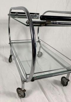 Mobile Art Deco Serving Trolley Chromed Tubular Steel Glass France circa 1925 - 1808412