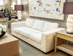 Modern 3 Seater Sofa in Cream Textured Fabric - 4220114