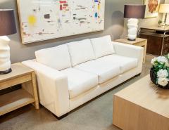 Modern 3 Seater Sofa in Cream Textured Fabric - 4220117