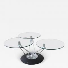 Modern Adjustable Swiveling Three Tier Chrome Glass Cocktail Table - 3123882