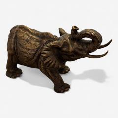 Modern African Elephant Sculpture Hot Cast Bronze American 21st C  - 3945213