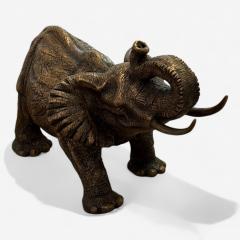 Modern African Elephant Sculpture Hot Cast Bronze American 21st C  - 3945214