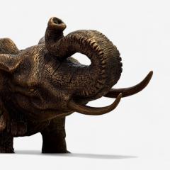 Modern African Elephant Sculpture Hot Cast Bronze American 21st C  - 3945215