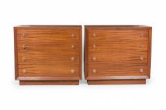 Modern Age Ribbon Mahogany and Lucite Disk Drawer Pull Four Drawer Commodes - 2793104