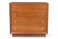 Modern Age Ribbon Mahogany and Lucite Disk Drawer Pull Four Drawer Commodes - 2793139