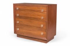 Modern Age Ribbon Mahogany and Lucite Disk Drawer Pull Four Drawer Commodes - 2793150
