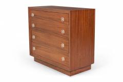 Modern Age Ribbon Mahogany and Lucite Disk Drawer Pull Four Drawer Commodes - 2793166