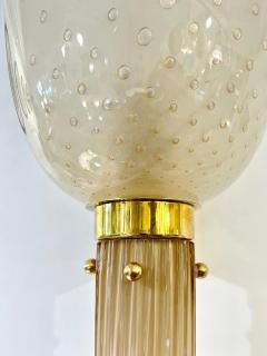 Modern Art Deco Style Beige Gold Frosted White Murano Glass Round Wall Lights - 4182254