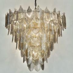 Modern Art Deco Style Chandelier Pendant Brass and Smoked Glass by Eicholtz - 3341961