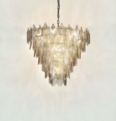 Modern Art Deco Style Chandelier Pendant Brass and Smoked Glass by Eicholtz - 3341962