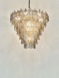 Modern Art Deco Style Chandelier Pendant Brass and Smoked Glass by Eicholtz - 3341963