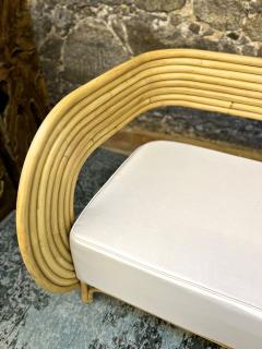Modern Bamboo Bentwood Three Seat Sofa With White Seating Cushion IDN 2024 - 3494725