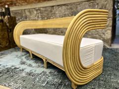 Modern Bamboo Bentwood Three Seat Sofa With White Seating Cushion IDN 2024 - 3494727